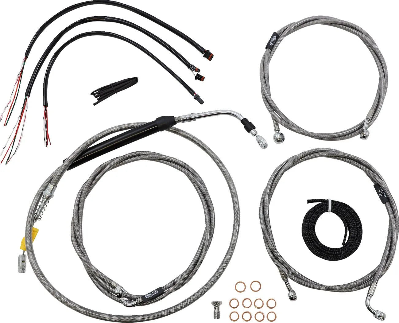 La Choppers Stainless Braided Handlebar Cable Kit for 12-14" Ape