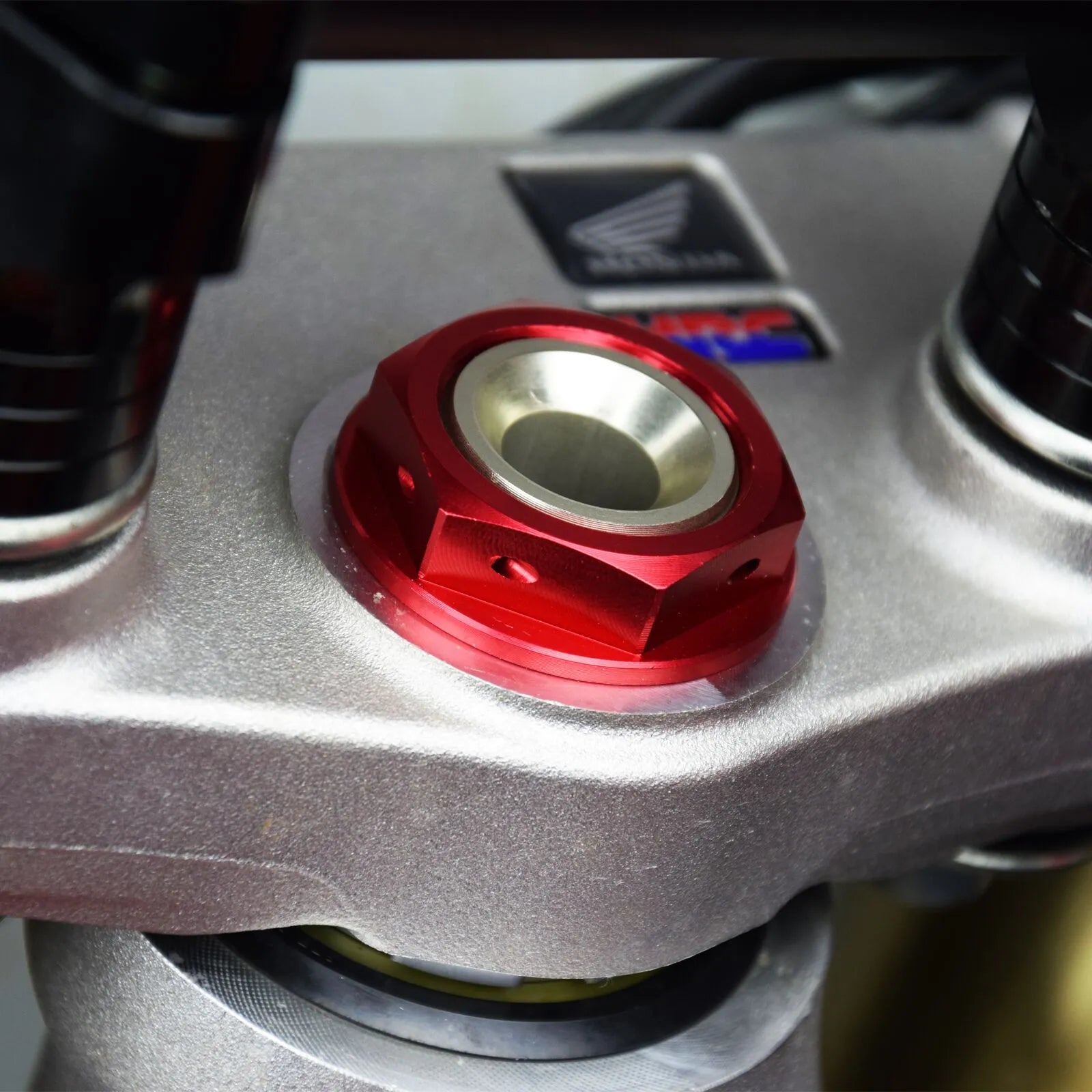 Scar Steering Stem Nut - Red Anodized Aluminum