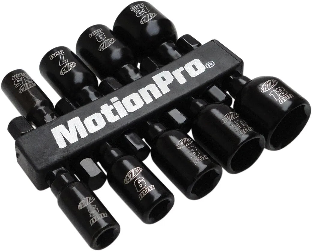 Motion Pro 9-Piece Magnetic Nut Driver Set 1/4" Hex Black Metric