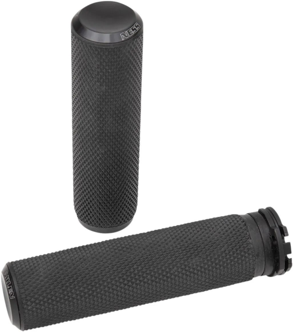 Arlen Ness Knurled Grips - Black Anodized