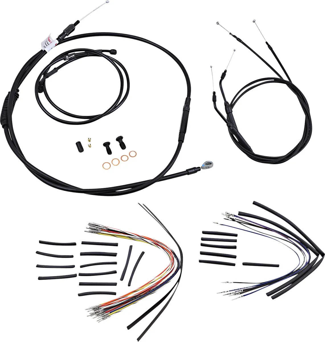 BURLY BRAND Black Vinyl Handlebar Cable/Line Kit for Ape Hangers