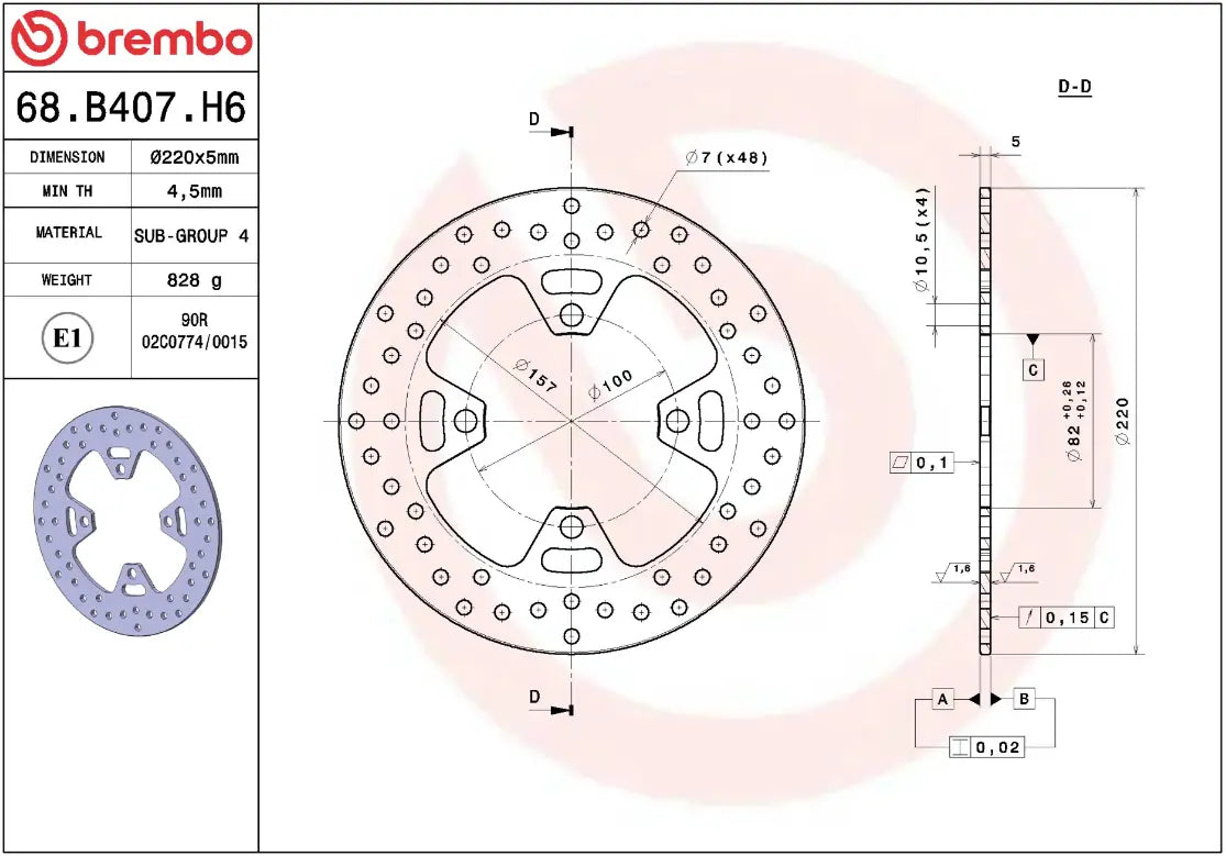 Brembo Serie Oro Brake Rotor Fixed Prime Line - Rear