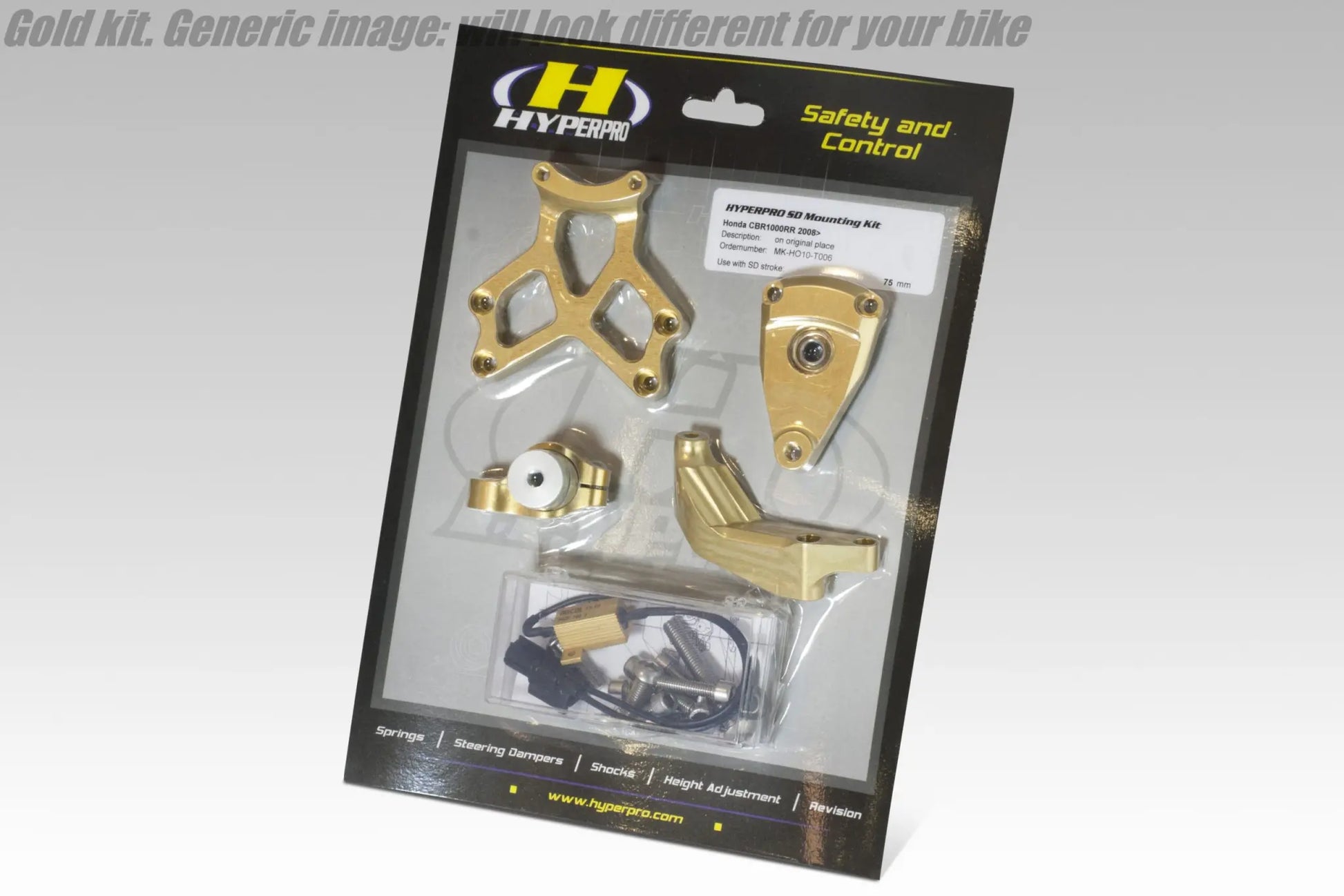 HYPERPRO CSC Steering Damper Mounting Kit, Gold