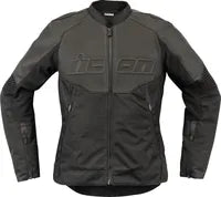 Icon Women's Overlord3 Leather Motorcycle Jacket - Black