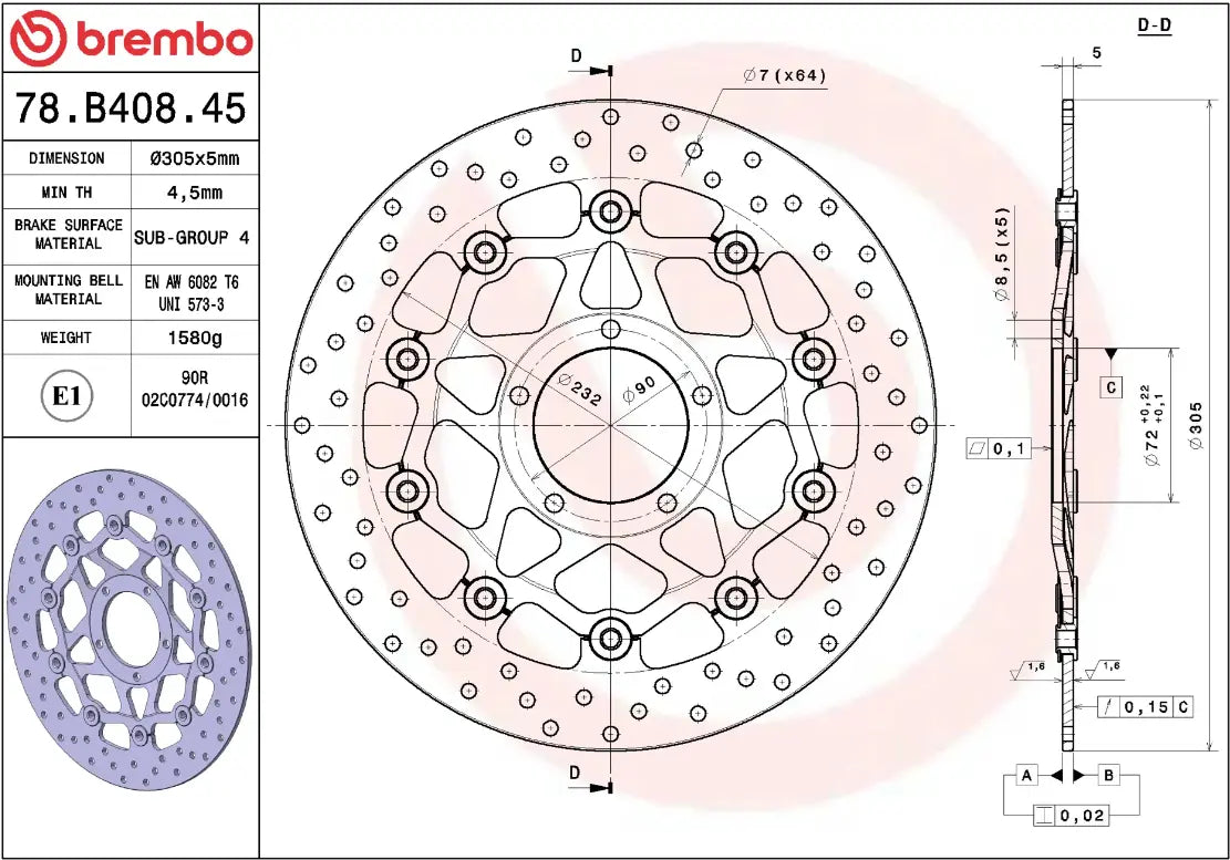 Brembo Serie Oro Bremsscheibe schwimmend Prime Line - Vorne