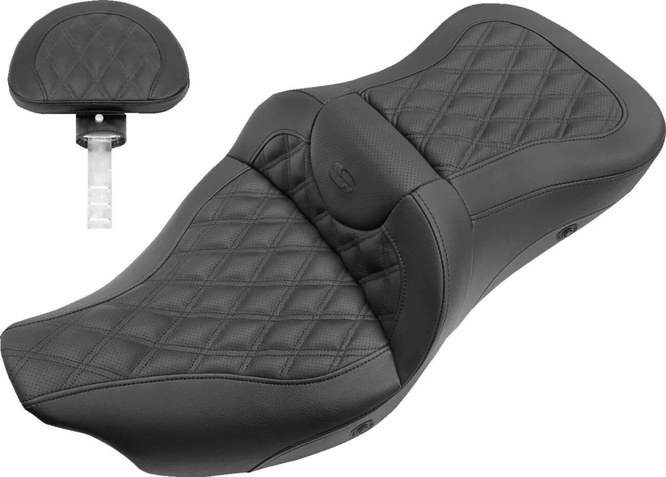Saddlemen Heated Roadsofa Lattice Stitched Seat - For Harley Davidson