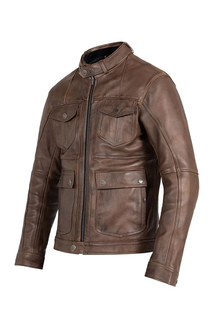 John Doe Drifter Leather Jacket For Men - Brown