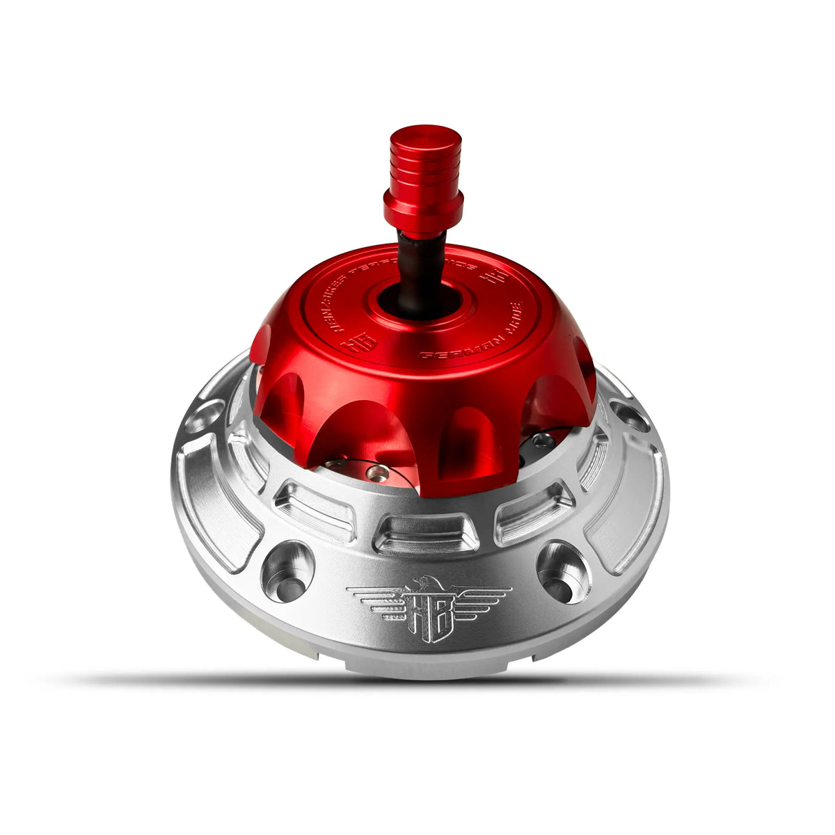 Heinz Bikes Performance Vented Fuel Cap Silver/Red for Harley