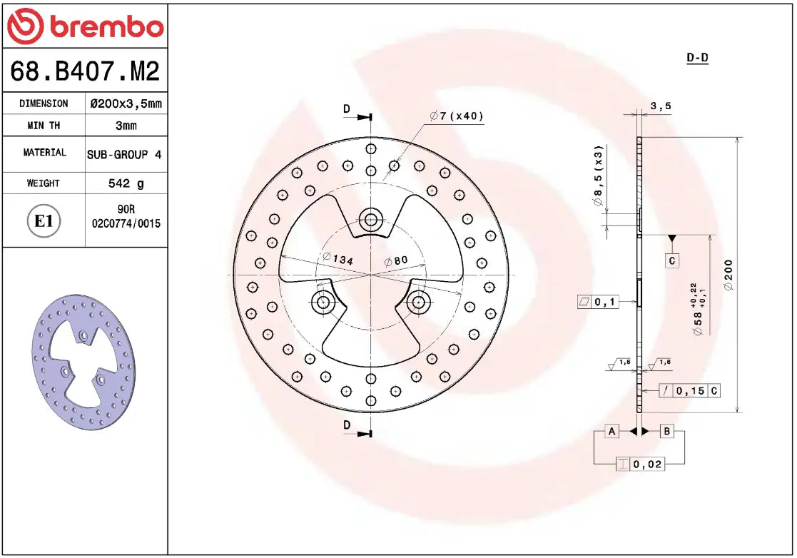 Brembo Serie Oro Brake Rotor Fixed Prime Line - Front