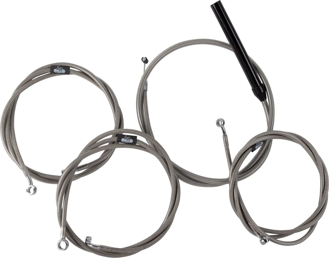 La Choppers Stainless Braided Handlebar Cable Kit 12"-14" Ape