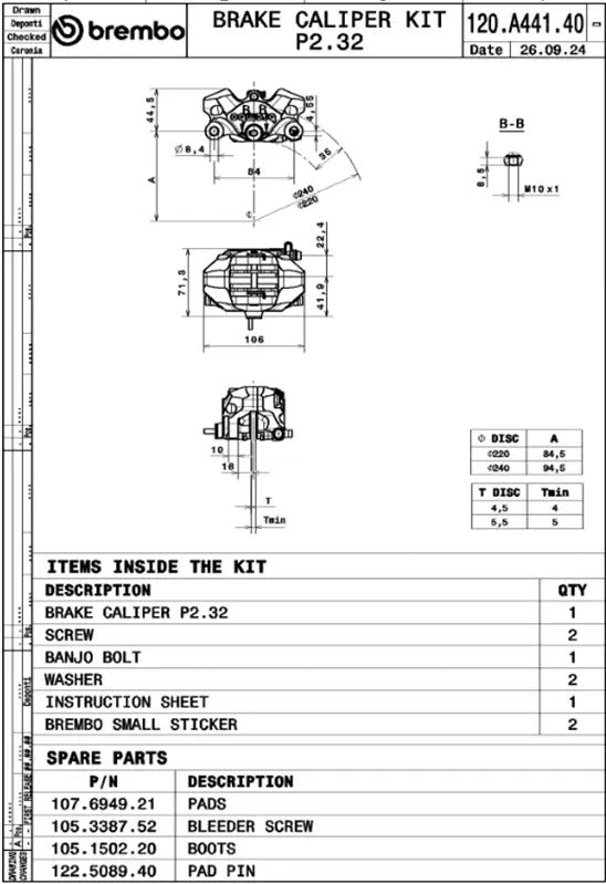 Brembo Gp2-ss Rear Brake Caliper Upgrade