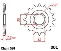 Moto-master Steel Ultralight Front Sprocket