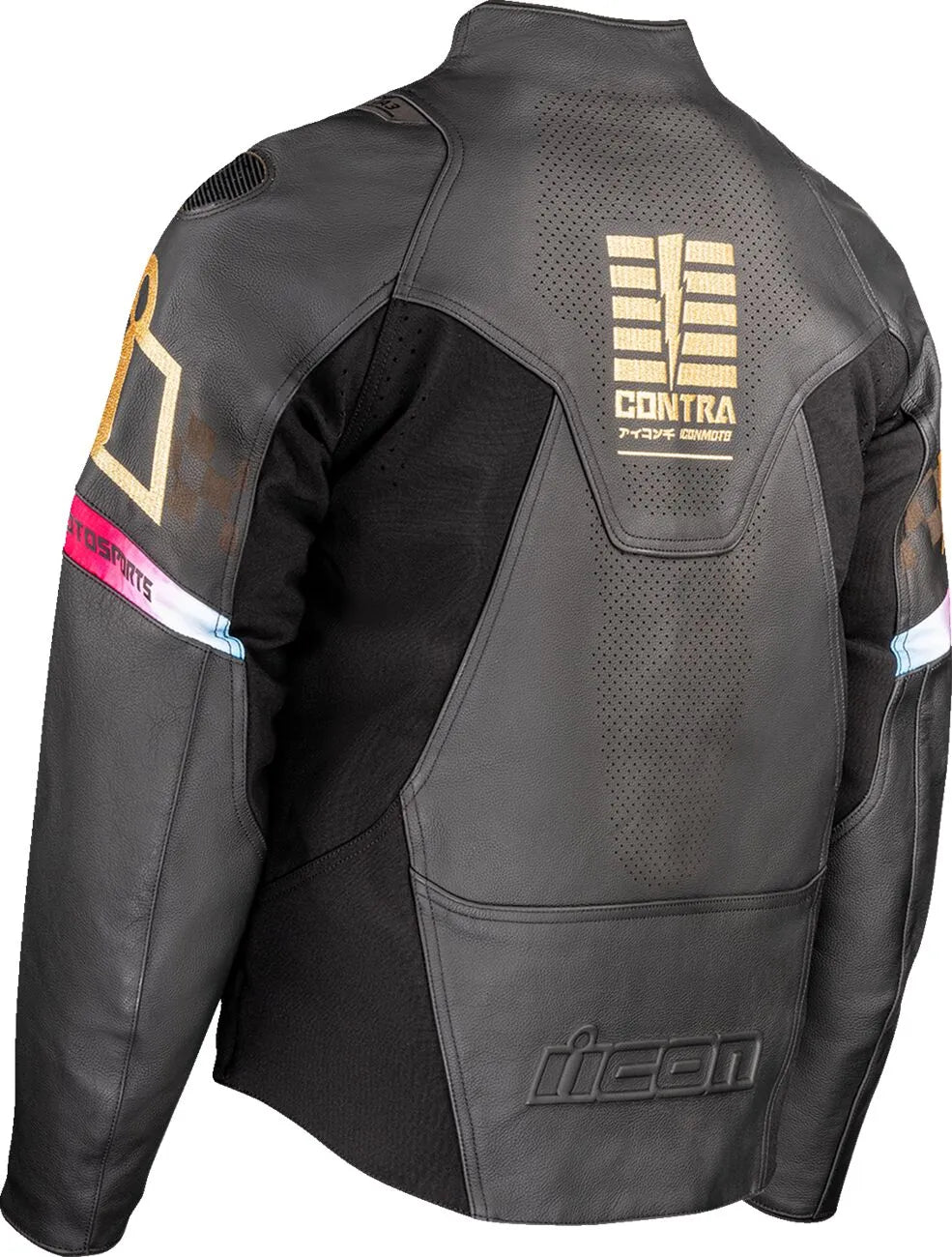 Icon Contra3™ Rizz Leather Motorcycle Jacket - Black/Brown/Red/Yellow