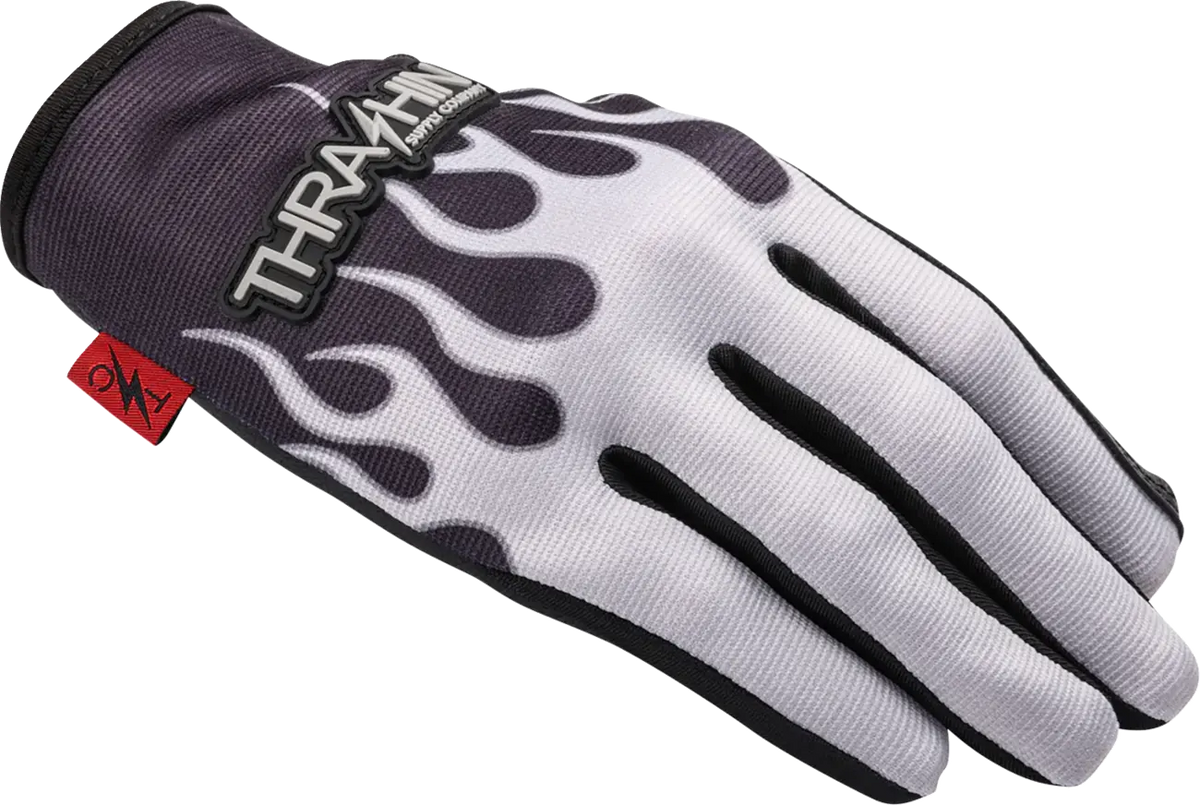 Thrashin Supply Co - Stealth Leather Palm Flame Gloves Gray