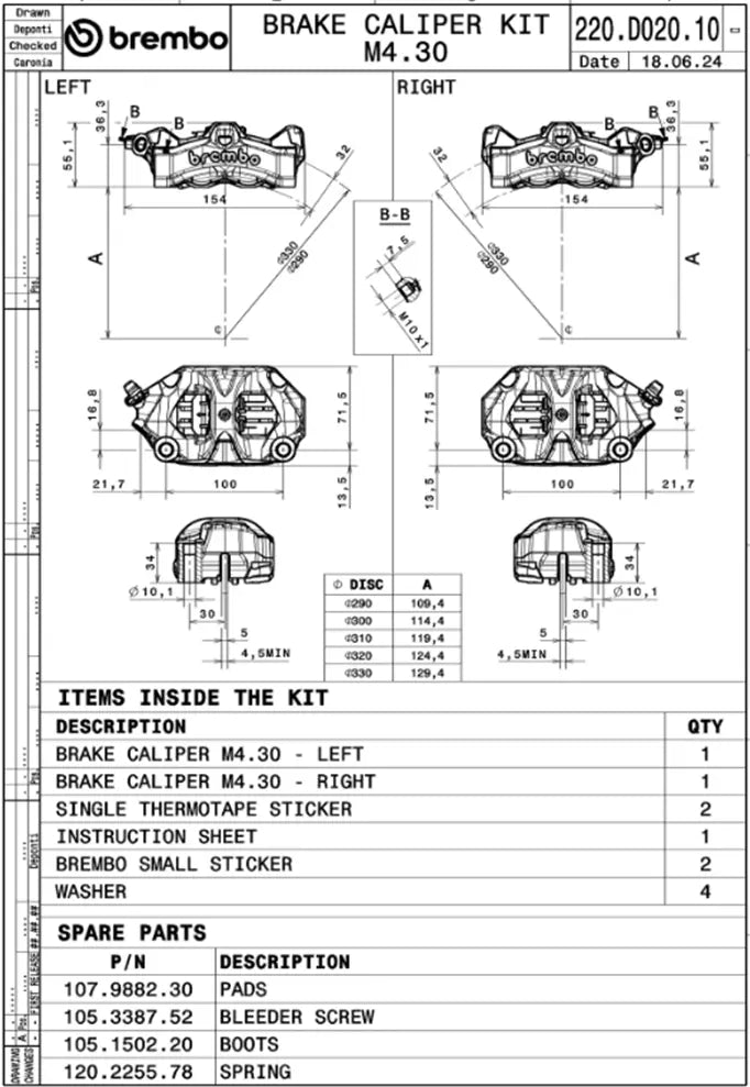 Brembo Stylema Bremszangen-Kit Prime Line