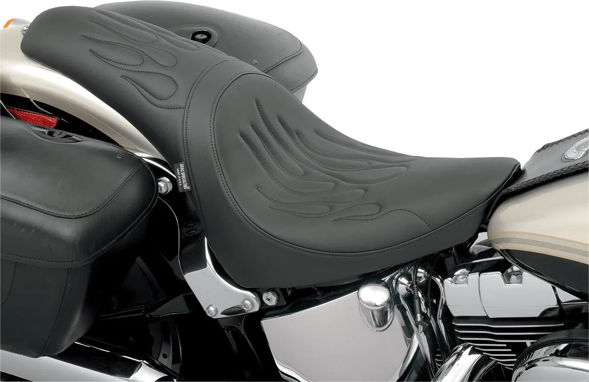Drag Specialties Predator Seat - Flame Stitched - For Harley Davidson