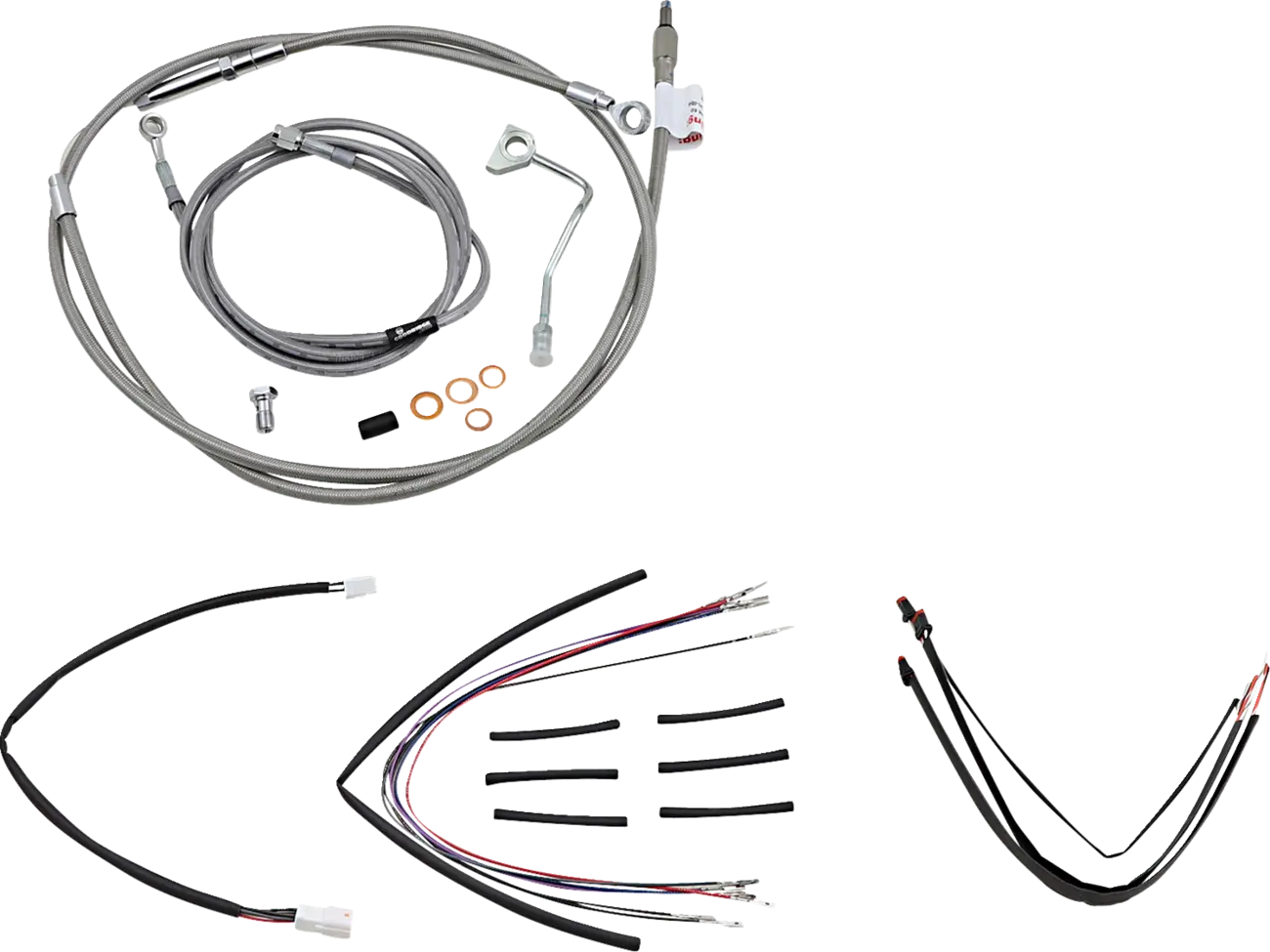 BURLY BRAND Stainless Braided Cable Kit for Ape Hanger Handlebars