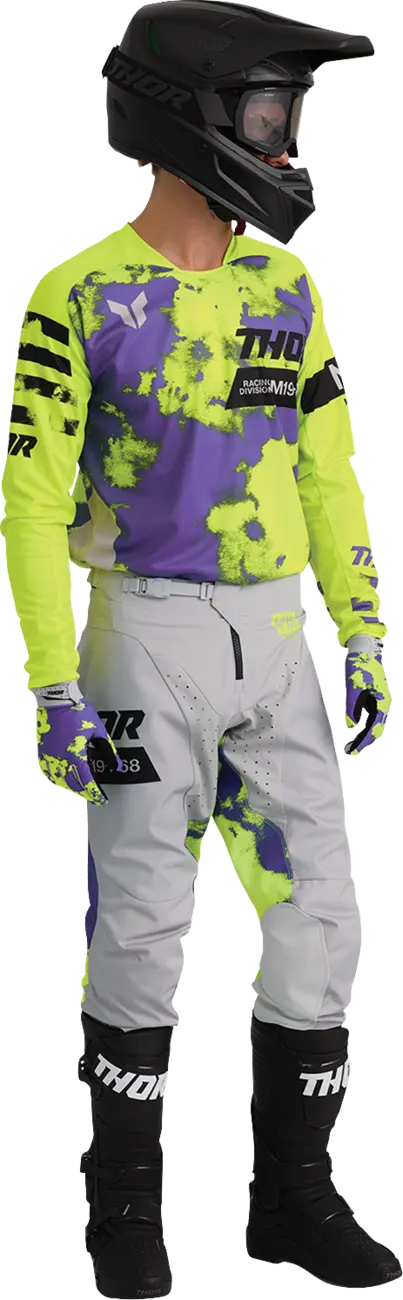 Thor Launchmode Bleach Mx Gloves - Black/Gray/Purple/Acid