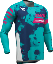 Thor Launchmode Bleach Motocross Jersey - Blue/Pink/White/Aqua