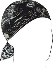 Zan Headgear Flydanna 6 Panel Biker Skull Cotton Headwrap