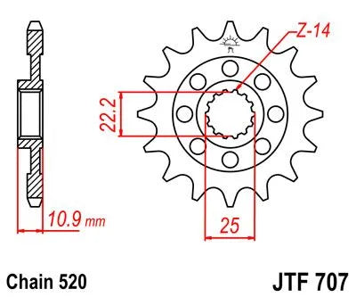 Jt Sprockets Front Sprocket - 520 Chain, 14 Tooth