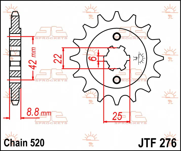Jt Sprockets Front Sprocket - 520 Chain, 16 Tooth