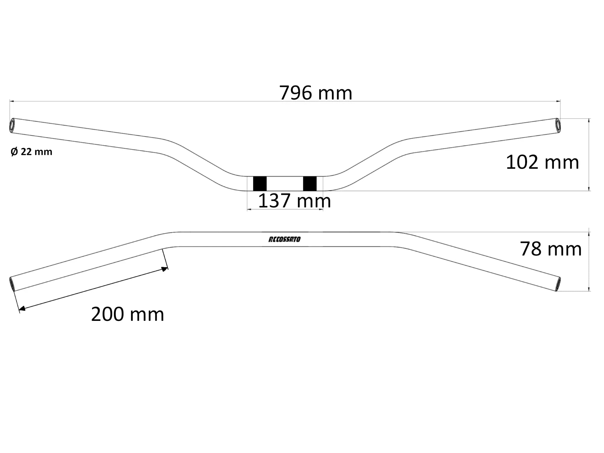 Accossato Aluminium Handlebar for 7/8" (22mm) Diameter