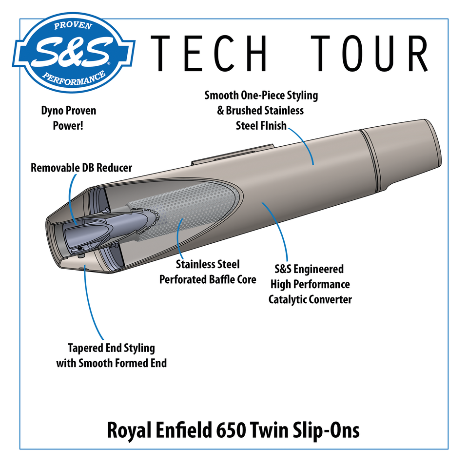 S&S Tapered Cone Slips-Ons for Royal Enfield 650 Twins – Exhaust