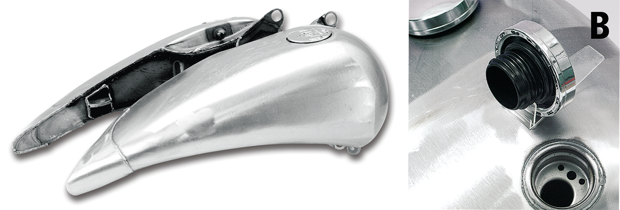 Zodiac 4" Stretched Steel Flat-Side Gas Tank for Softail – Gas- & Oil Tank