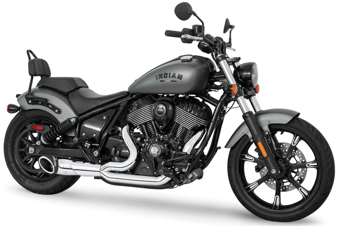 Freedom Performance Exhaust Shorty Turn Out Slash Cut 2-INTO-1 for Indian Powerplus & Thunderstroke
