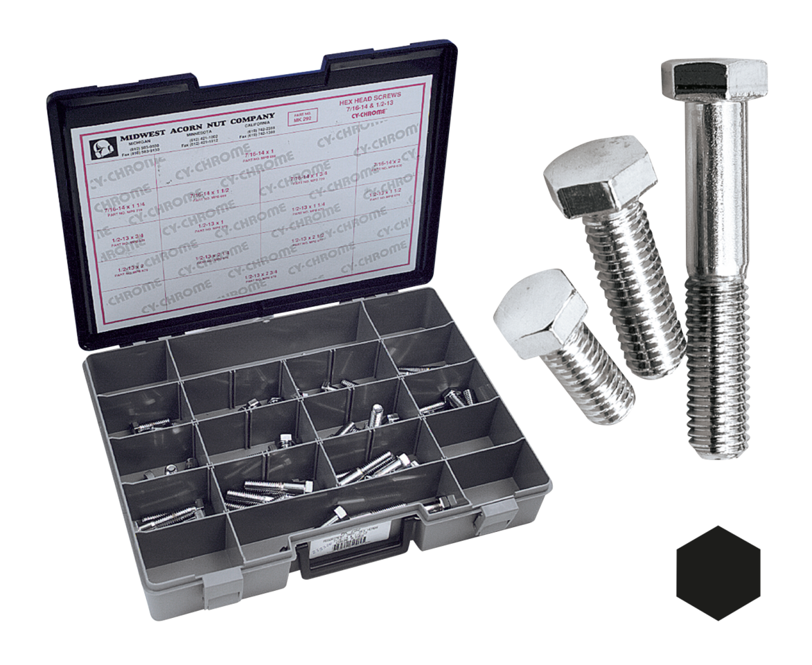 Midwest Acorn Nut Company Chrome Plated Unc Hex Head Cap Screws Assortment – Hardware