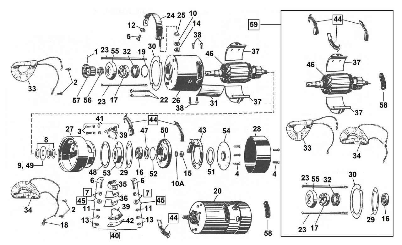 V-Twin 3-BRUSH "32E" & "52E" Generator Parts for Models 1932-1957 – Engine Electrics