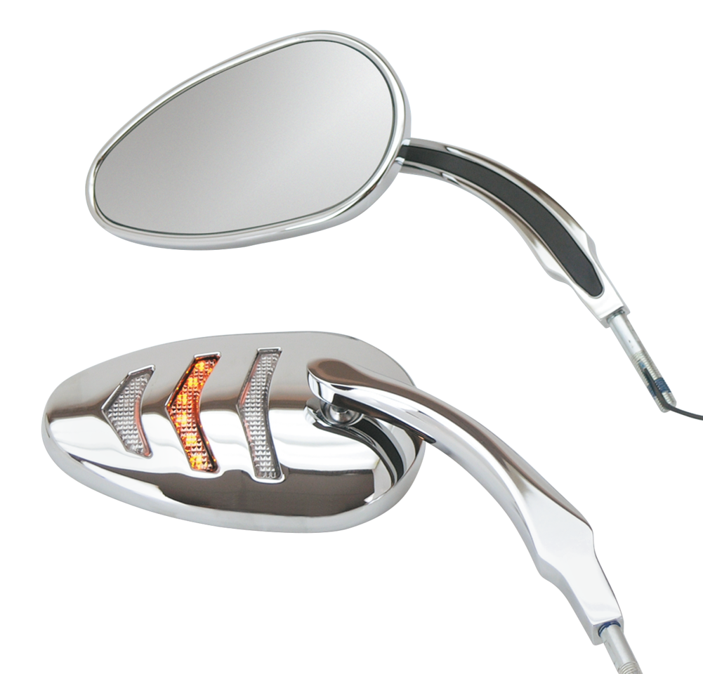 Zodiac Chrome "detonator" Mirrors with Built-In LED Lights – Handlebar