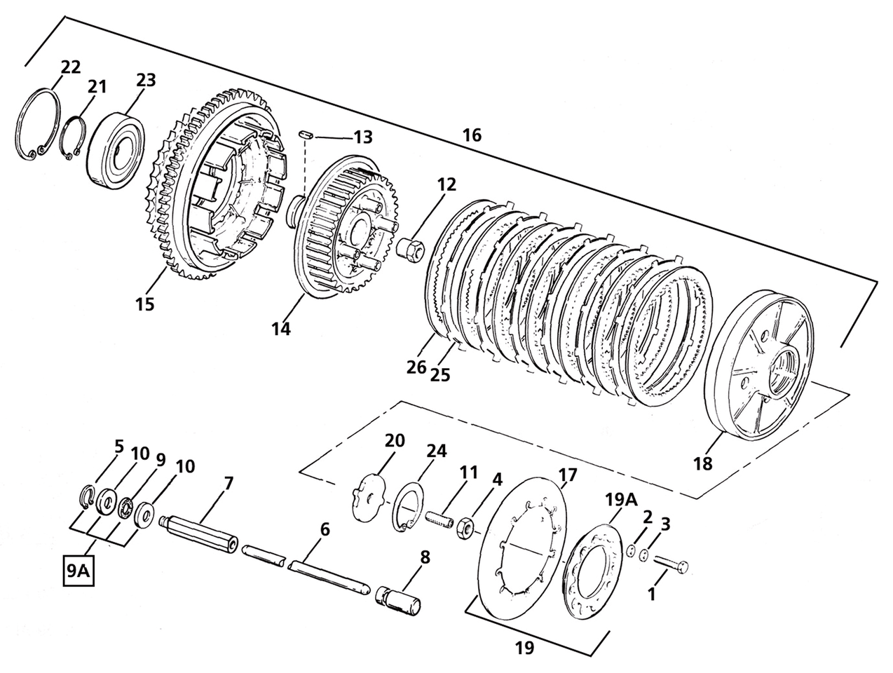 V-Twin Clutch Parts for Late 1984-1989 Big Twin – Primary & Clutch
