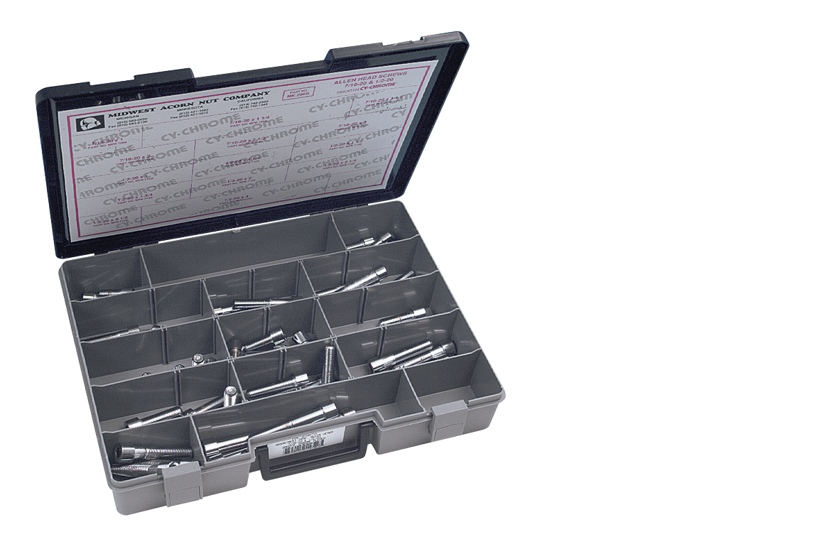 Midwest Acorn Nut Company Chrome Plated Unf Allen Head Screws Assortment Tray – Hardware