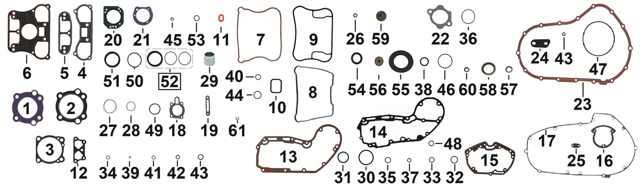 Eastern MC Parts Gaskets, O-Rings and Seals for XL & XR Sportster 2004-2022 and Buell 2003-2010 – Gasket & Seals