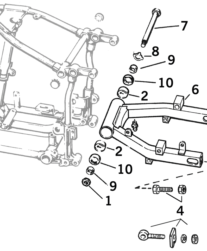 Colony Swingarm Parts for 4-SPEED Big Twin 1958-1986 Except Softail – Frame & Rear Suspension