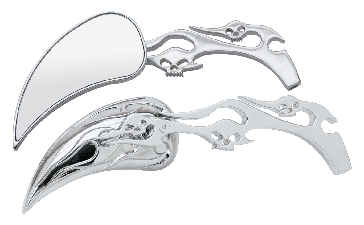 Zodiac Meteor Mirror Set with Skulls and Flames – Handlebar