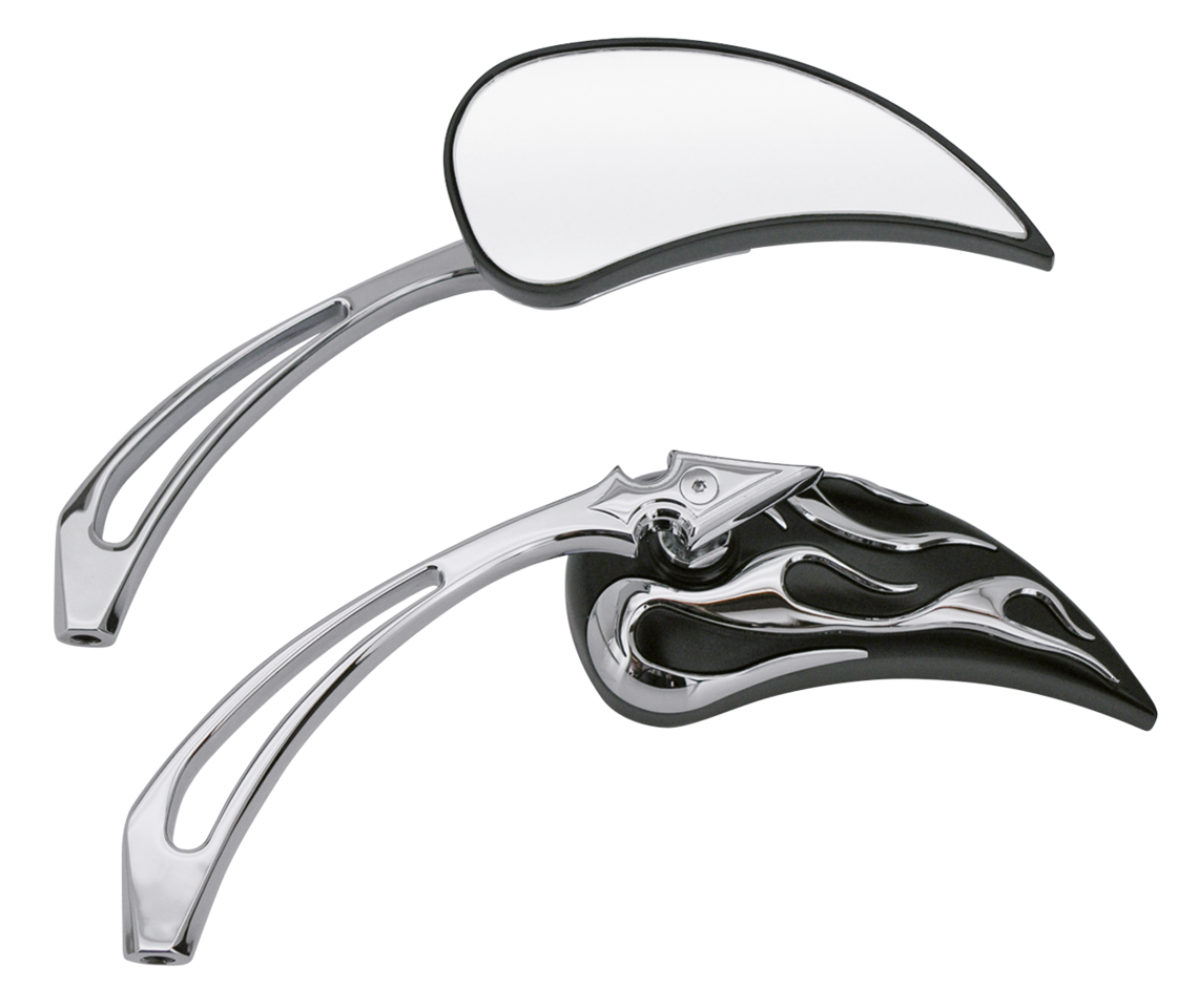 Zodiac Chrome & Black Flame Mirrors – Handlebar