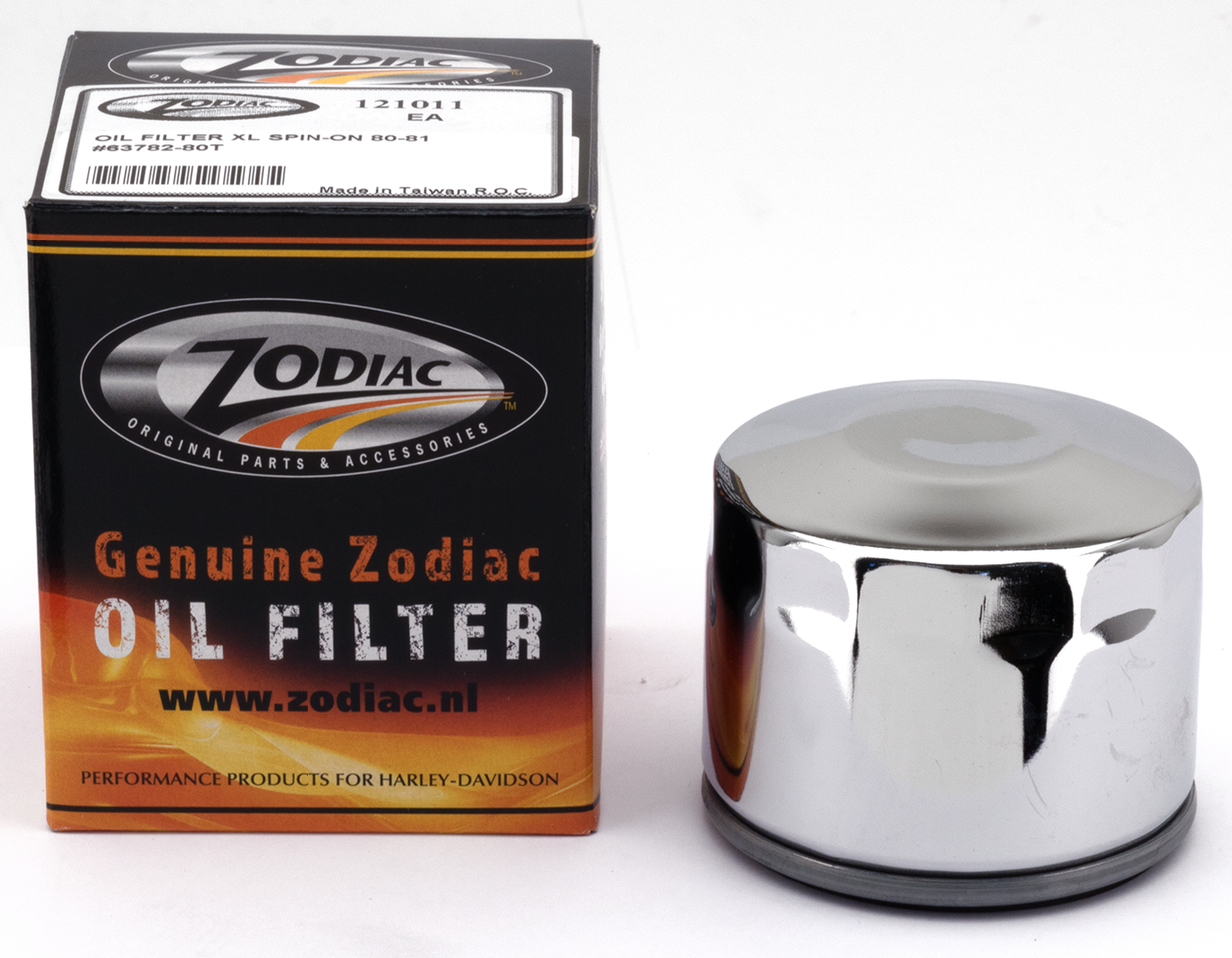 Zodiac Chrome Plated Oil Filter Kit for 4 Speed Big Twin and Evolution Softail