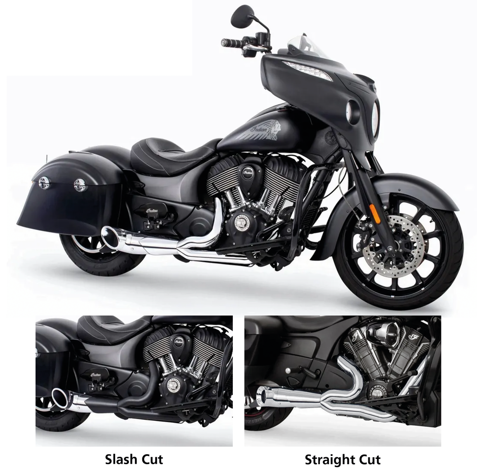 Freedom Performance Exhaust Shorty Turn Out Slash Cut 2-INTO-1 for Indian Powerplus & Thunderstroke