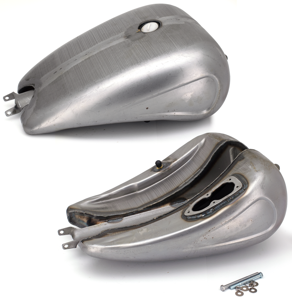 Zodiac One Piece 2" Stretched Steel Tank with Indents for Sportster – Gas- & Oil Tank
