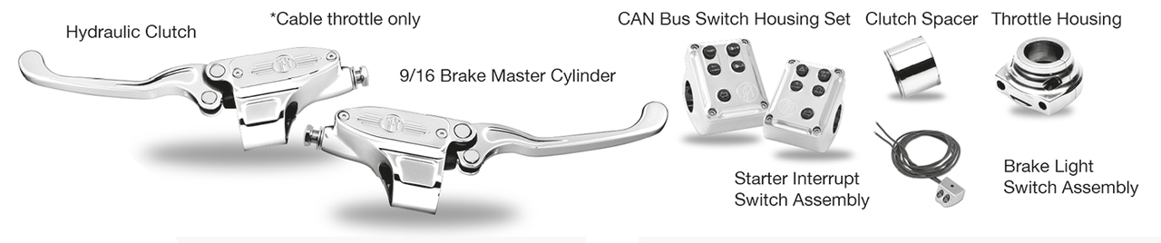 Performance Machine Pm 9/16" Hand Controls for OEM Can Bus Switchboards – Handlebar